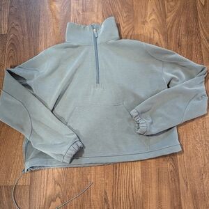 Lululemon Sweatshirt Sz 6 Brushed Softstreme Half Zip Pullover Teal FLAWED